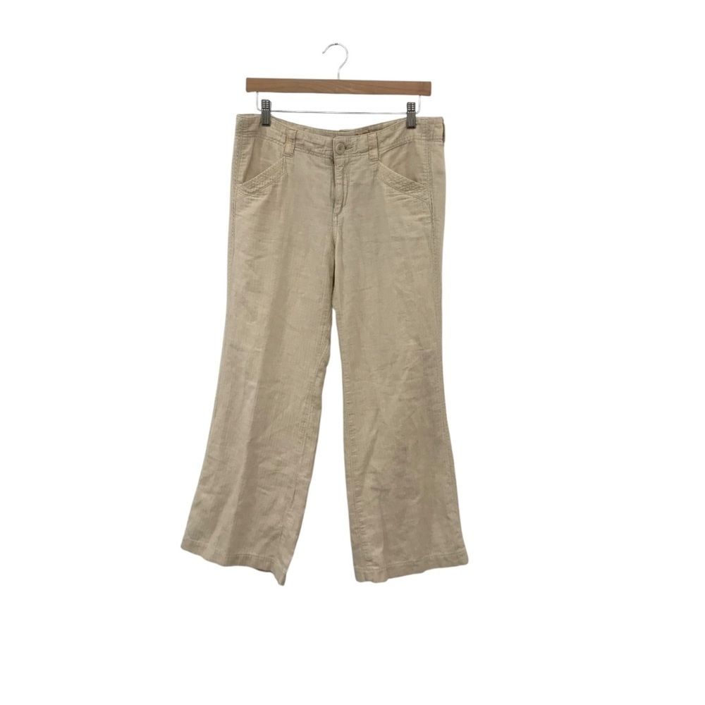 Anthropology Pilcro and the Letterpress Sz 10 Oatmeal Wide Leg Linen Pants